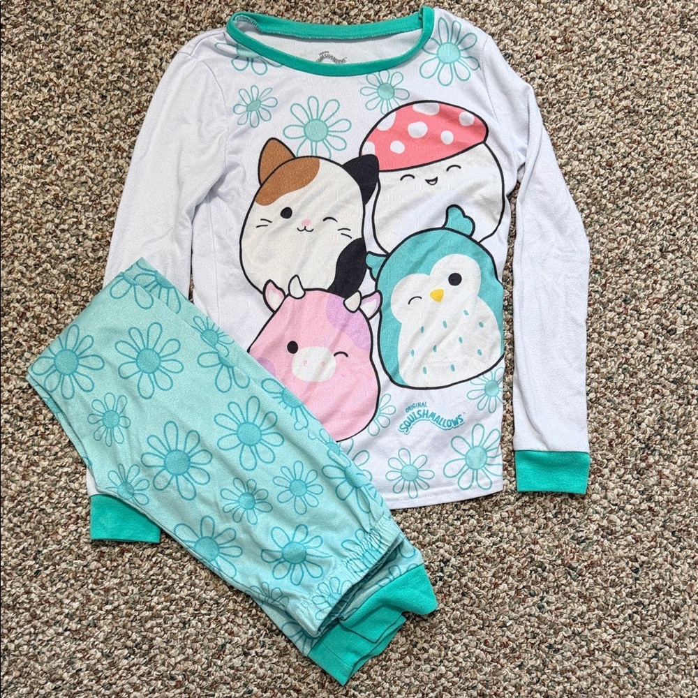Squishmallows Kids Pajama Set - White and Teal- Super Soft